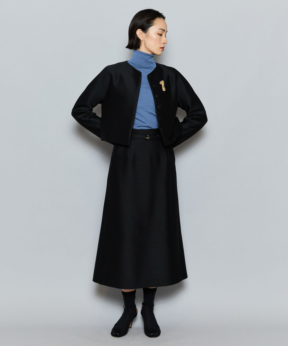 L'EQUIPE COUTURIER シルクウールツイルスカート ブラック