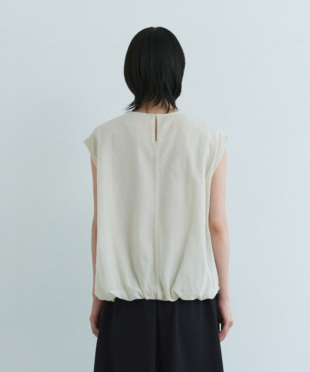 LOISIR インドコットンチュール刺繍バルーンブラウス ベージュ