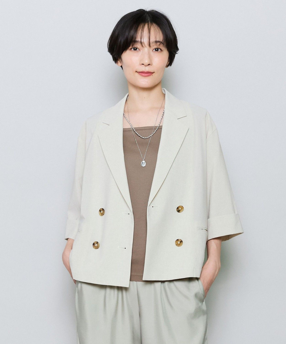 MOGA リネンライクポリジャケット ベージュ