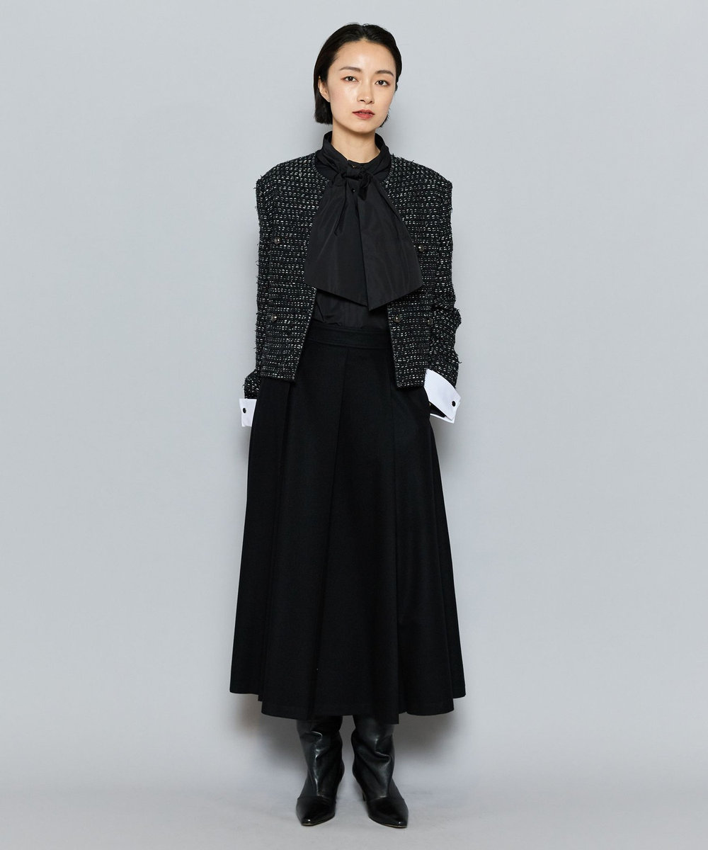 L'EQUIPE COUTURIER LINTONツイードノーカラージャケット ブラック