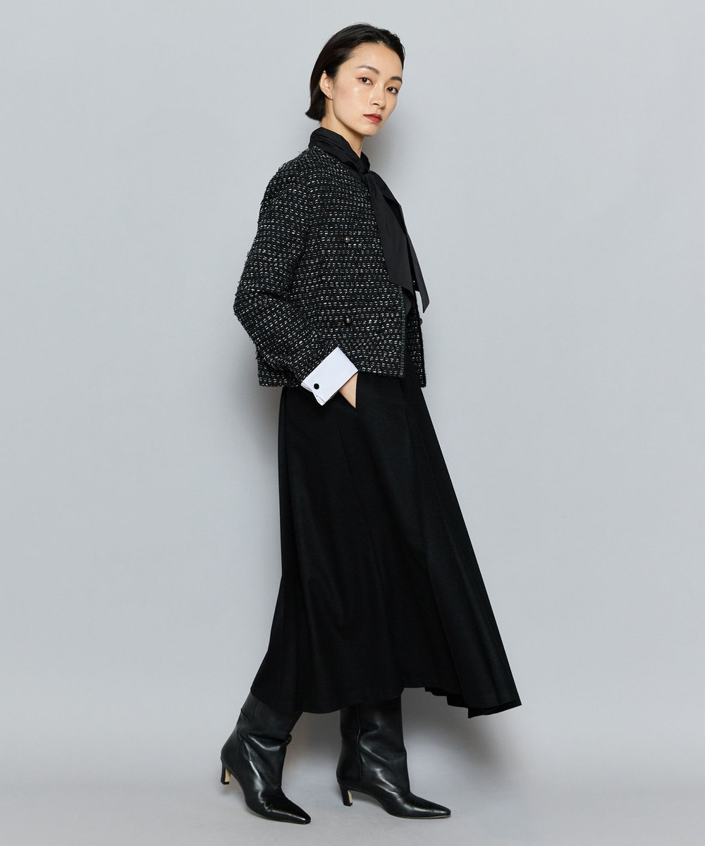 L'EQUIPE COUTURIER LINTONツイードノーカラージャケット ブラック