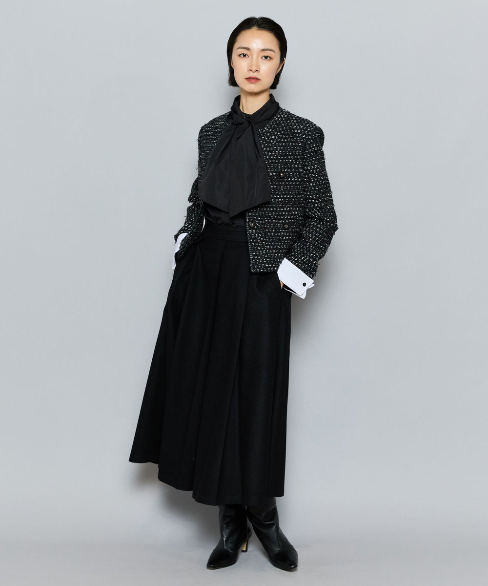 L'EQUIPE COUTURIER LINTONツイードノーカラージャケット ブラック