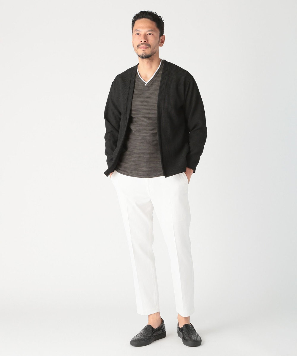 MEN'S BIGI ワッフルシアサッカー素材カーディガン ブラック
