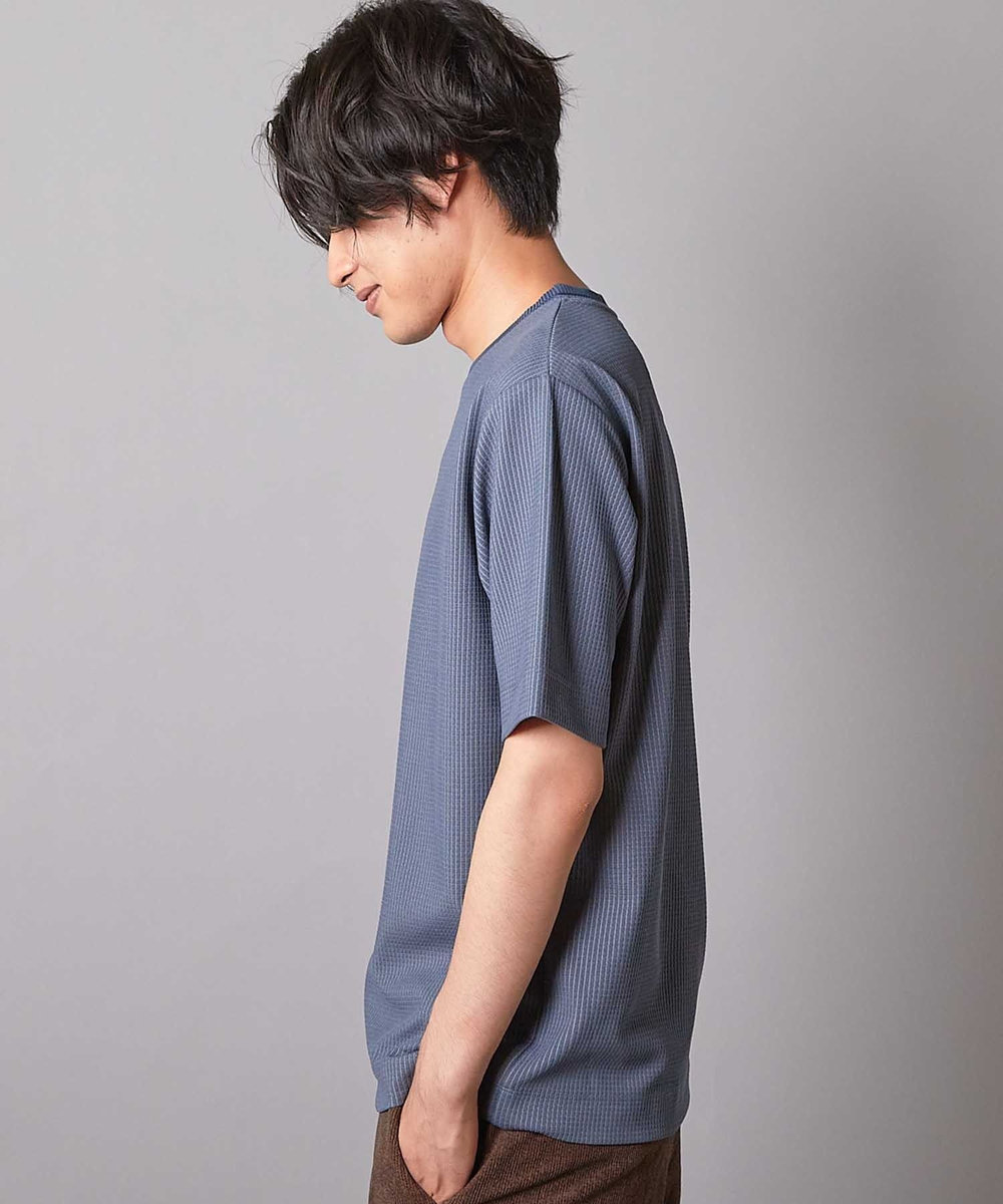 UNION STATION ジャガードストライプTシャツ ブルー