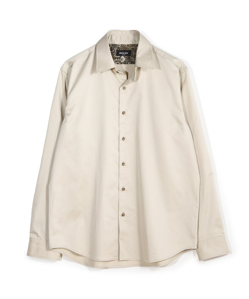 MEN'S BIGI リヨセルコットンサテンシャツ ベージュ