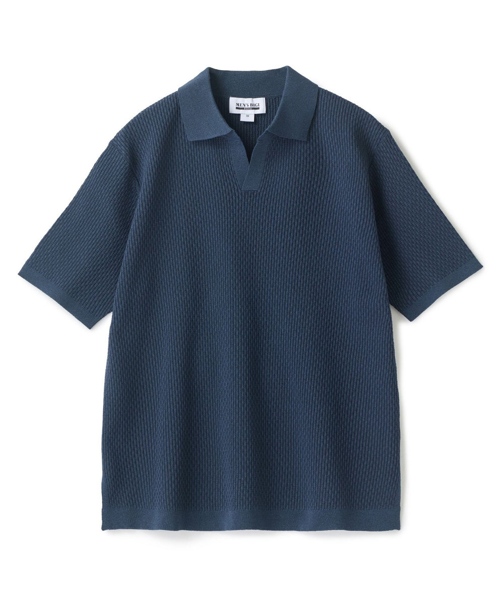 MEN'S BIGI バンブーリンクス スキッパーニットポロ ネイビー