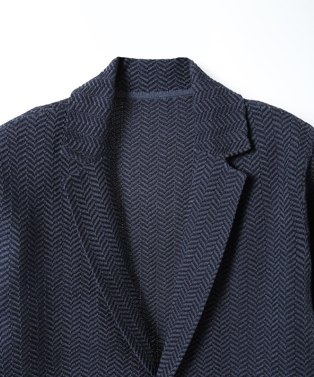 MEN'S BIGI 【ACTIVE TAILOR】ヘリンボーンニットジャケット ネイビー