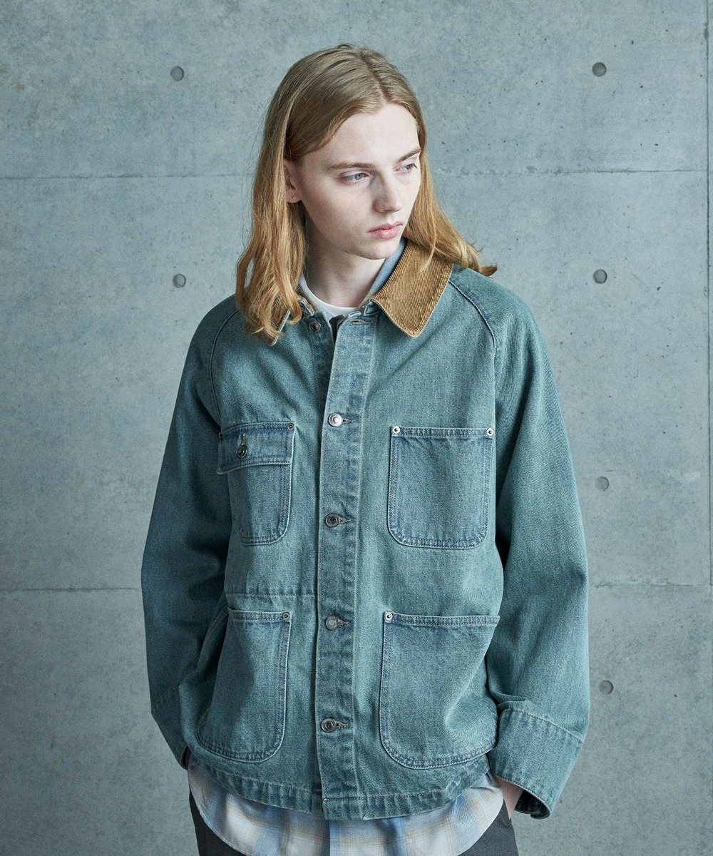 MEN'S BIGI デニムカバーオールジャケット ブルー
