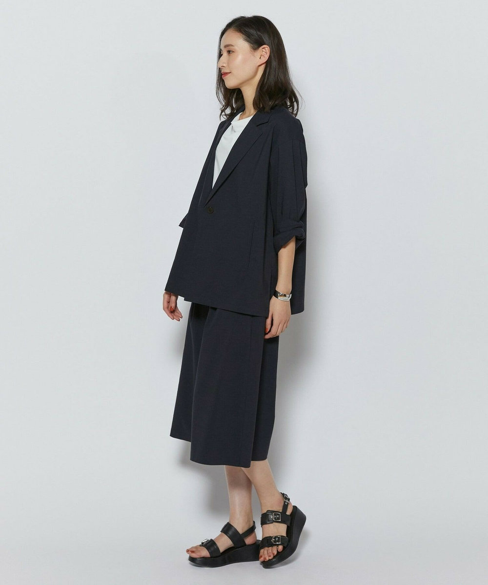L'EQUIPE ［eclat 2026年5月号掲載商品］クリスピーリネンストレッチキュロットパンツ ネイビー
