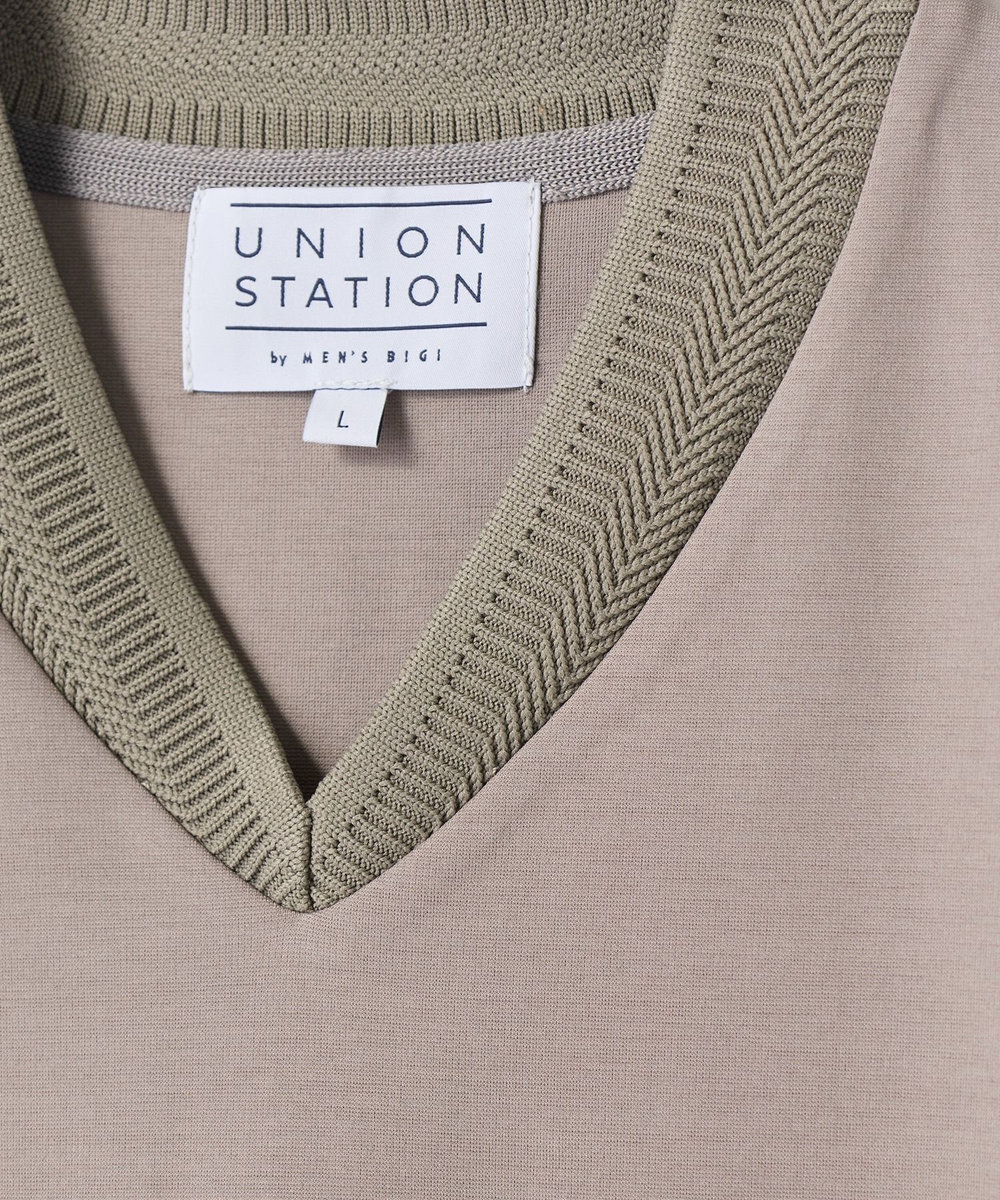 UNION STATION VネックテイラーTシャツ〈ストレッチ・マシンウォッシャブル・防臭・接触冷感〉	 グレー