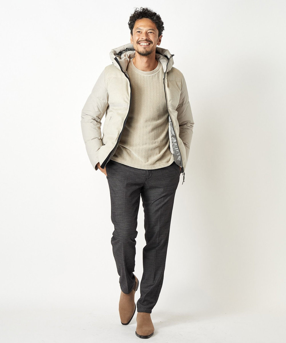 MEN'S BIGI モールジャガードクルーネックカットソー ベージュ