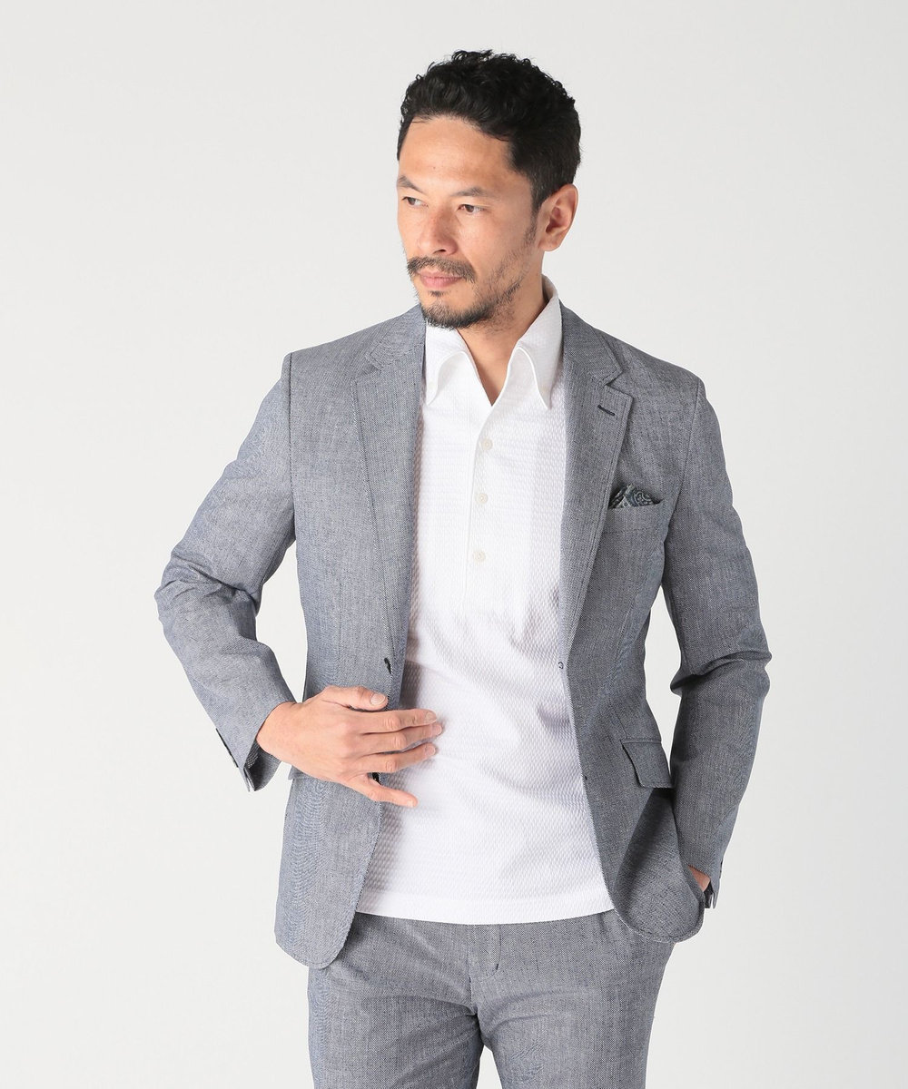 MEN'S BIGI 【ACTIVE TAILOR】サッカー織りポロシャツ<COOL MAX/吸水速乾> ホワイト