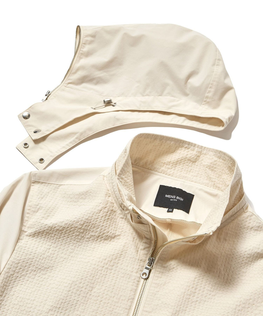 MEN'S BIGI シャドーチェックドビーコンビブルゾン ベージュ