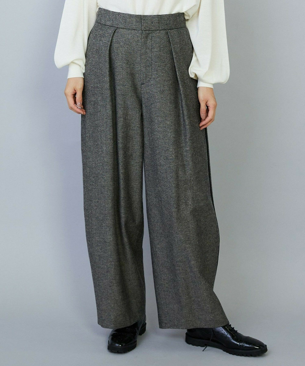 MOGA ウールリネンツイルバレルワイドパンツ グレー