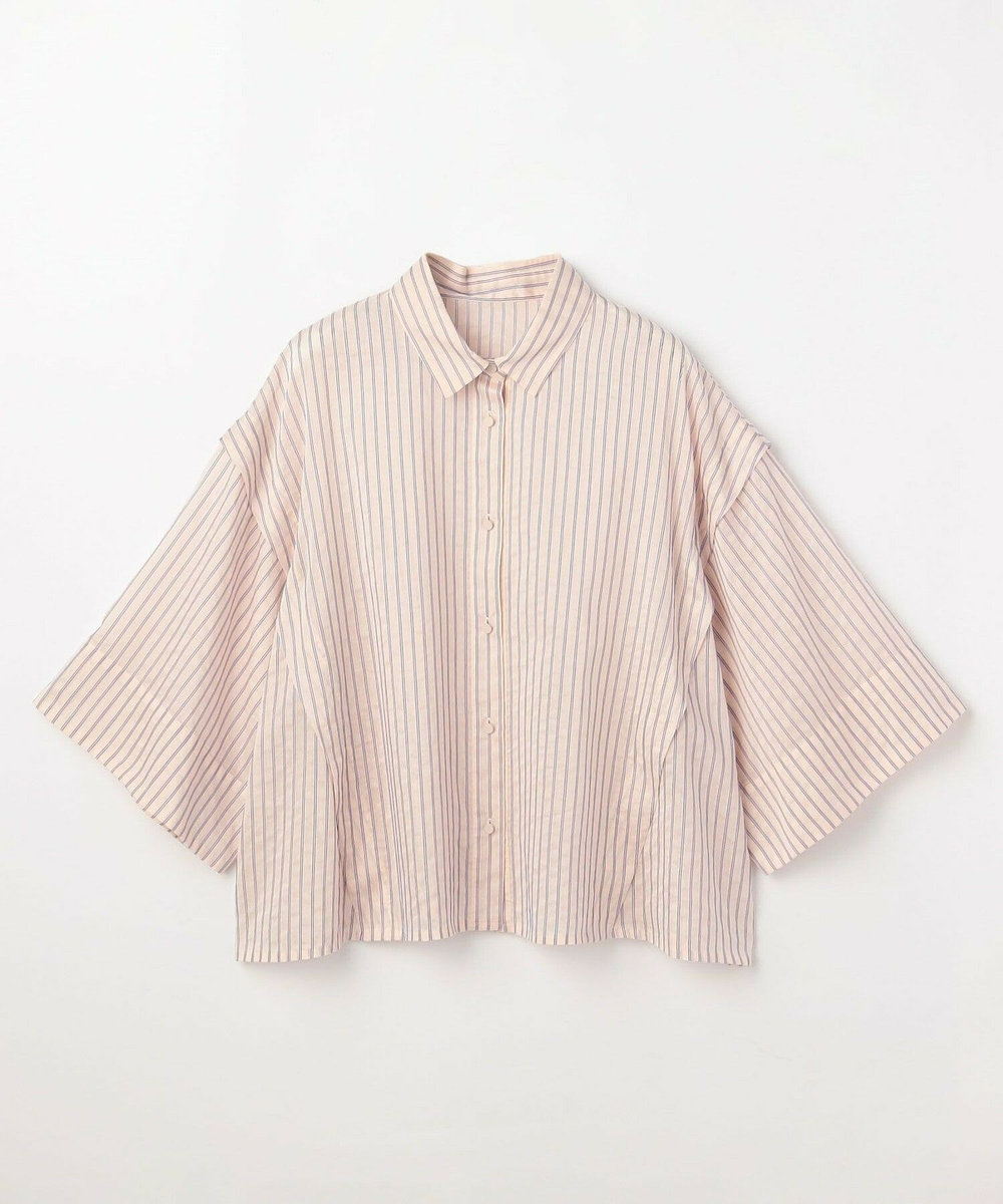 MOGA Lサイズ（大きいサイズ） 【大きいサイズ】シアーストライプシャツ パープル
