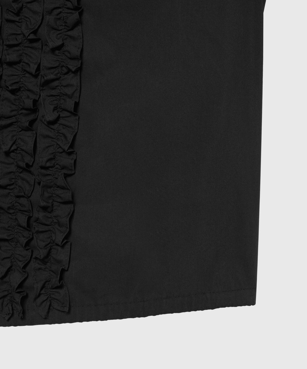 DÉPAREILLÉ COTTON TYPEWRITER FRILL SHIRT / コットンタイプライターフリルシャツ ブラック