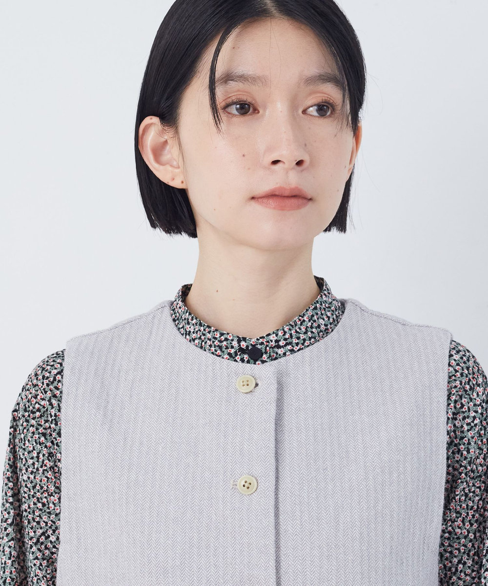 congés payés ADIEU TRISTESSE 綿麻ツィードクルーネックベスト グレー系その他