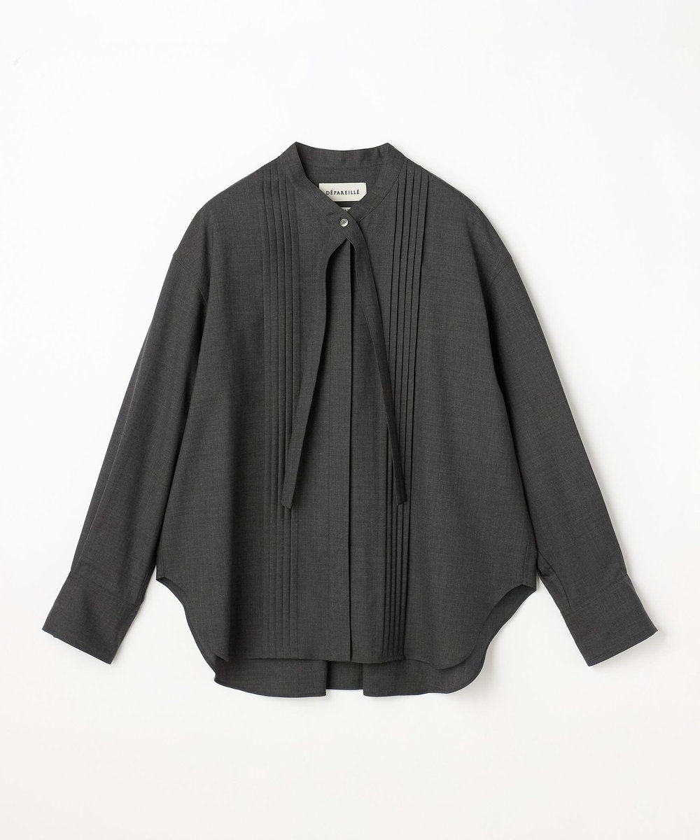 DÉPAREILLÉ WASHABLE WOOL BOW SHIRT / ウォッシャブルウールボウシャツ チャコールグレー