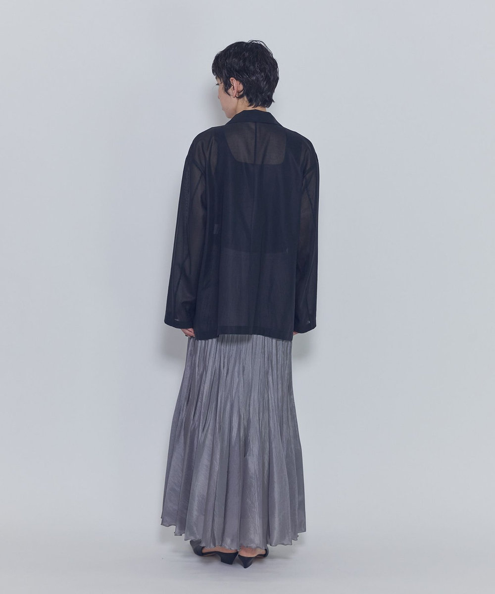 1er Arrondissement ワッシャーサテンランダムプリーツスカート グレー