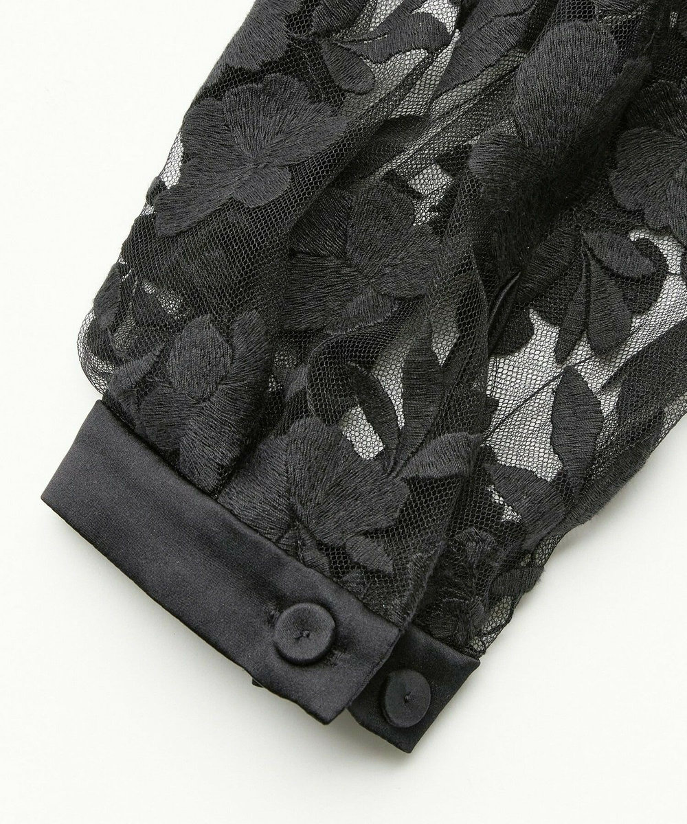 L'EQUIPE COUTURIER フラワーエンブロイダリーチュールブブラウス ブラック