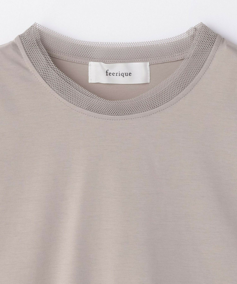 feerique Lサイズ（大きいサイズ） 【大きいサイズ】feerique 　メッシュドッキングプルオーバー グレイッシュベージュ