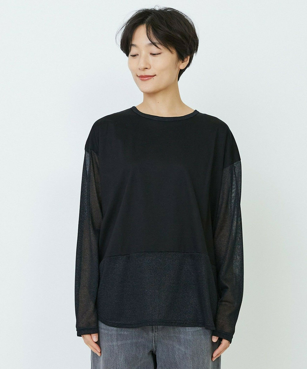feerique feerique 天竺×ラメ天竺プルオーバー ブラック