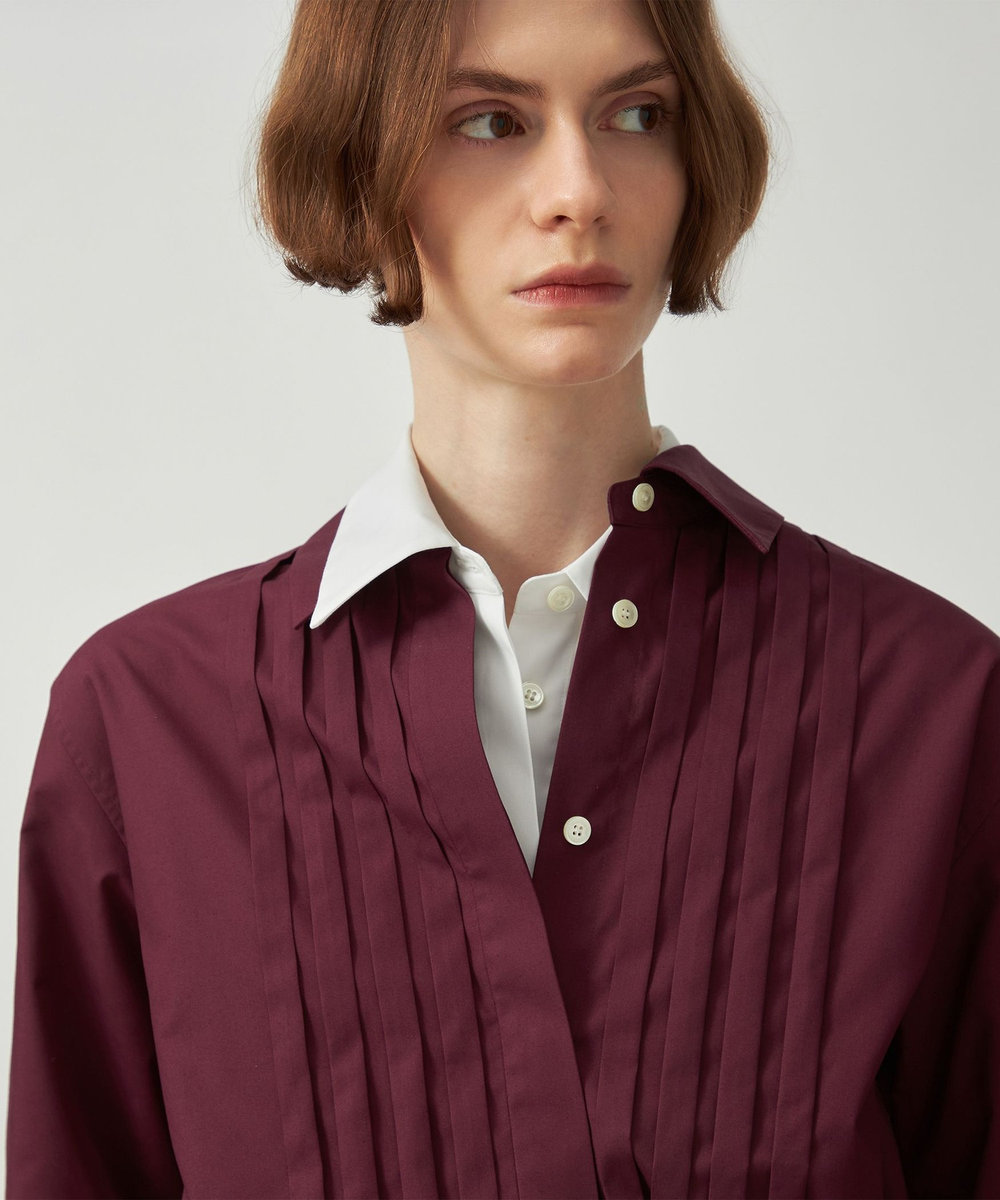 DÉPAREILLÉ POLY COTTON TUCK SHIRT / ポリコットンタックシャツ ボルドー