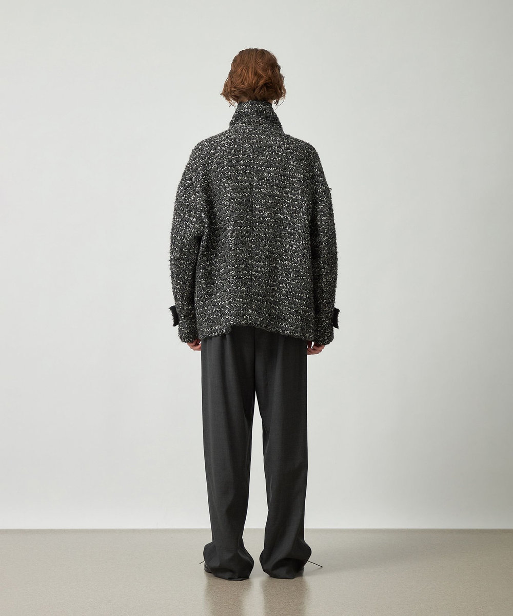 DÉPAREILLÉ MIXED TWEED STAND COLLAR JACKET / ミックスツィードスタンドカラージャケット ブラック