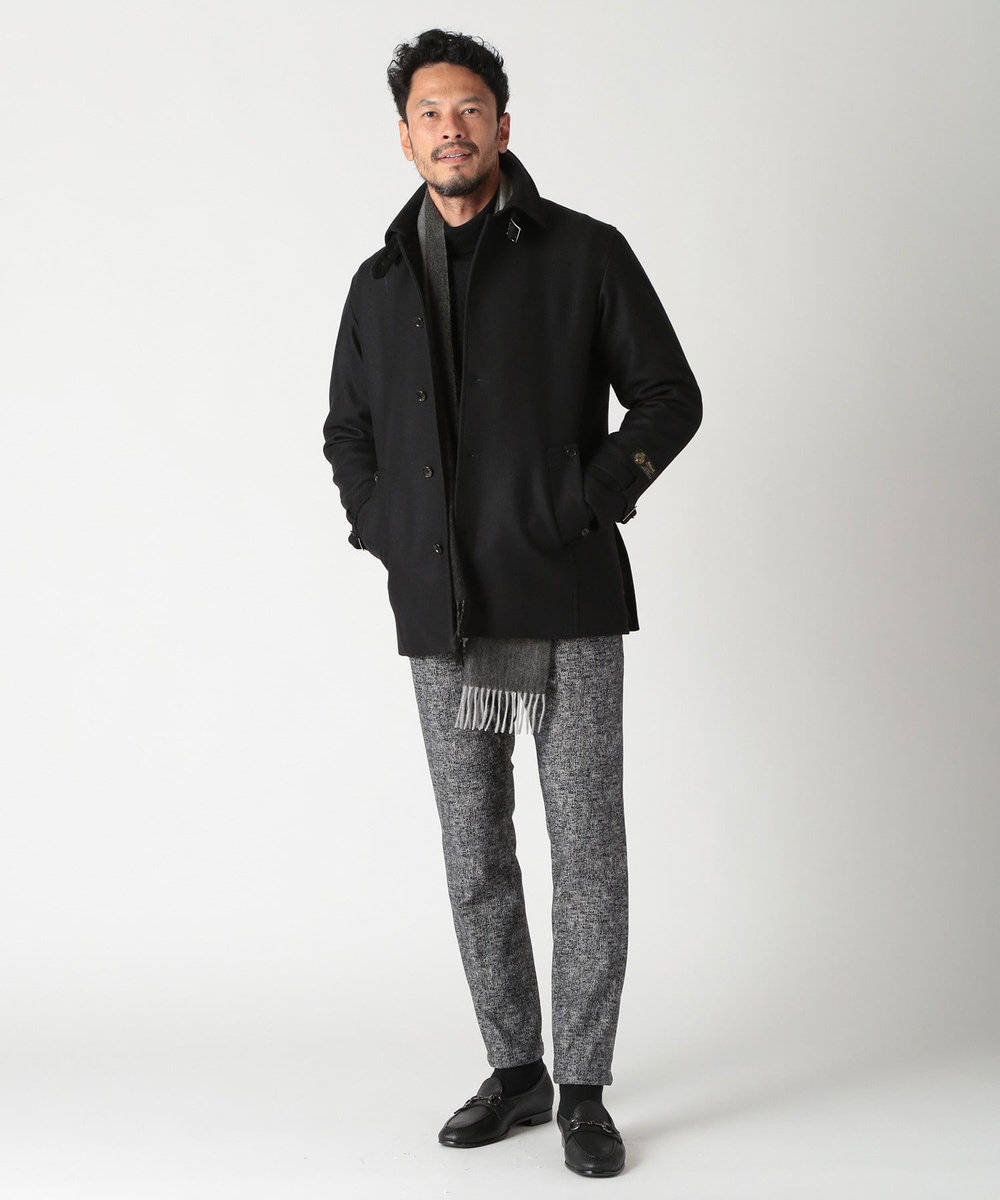 MEN'S BIGI 【ACTIVE TAILOR】ヒートパフォーマーツイード調プリントジャケット（セットアップ対応） ブラック