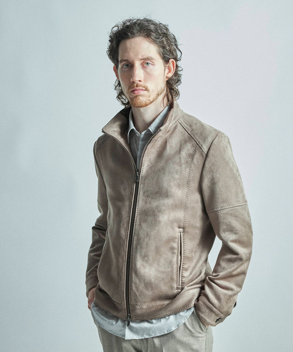 MEN'S BIGI フェイクスエードダンボール ライダースジャケット＜ストレッチ＞ グレー系その他