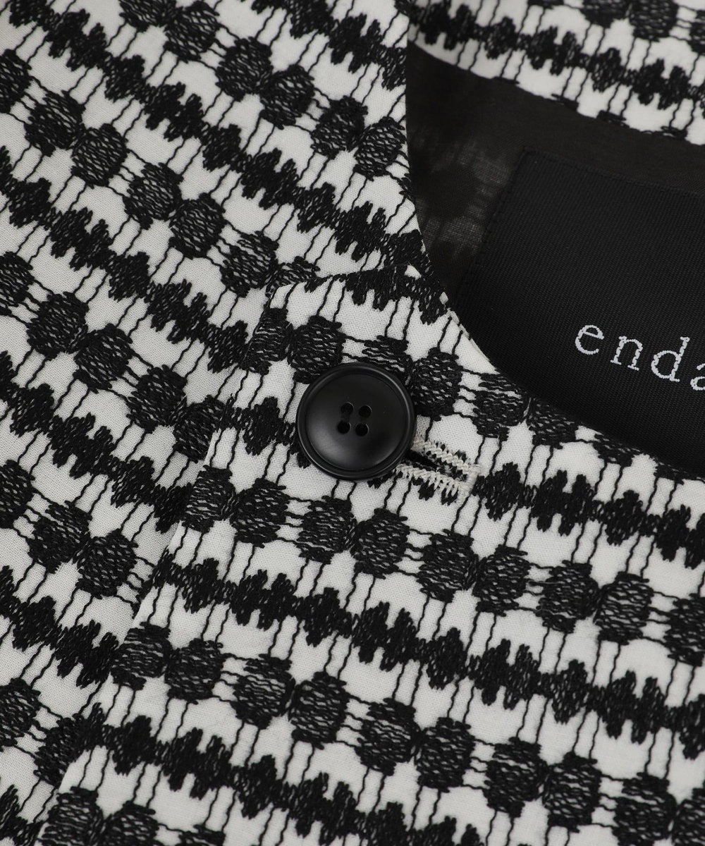 endalence embroideryノーカラージャケット ブラック