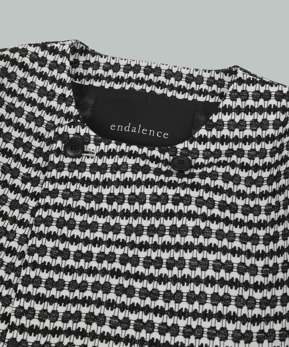 endalence embroideryノーカラージャケット ブラック