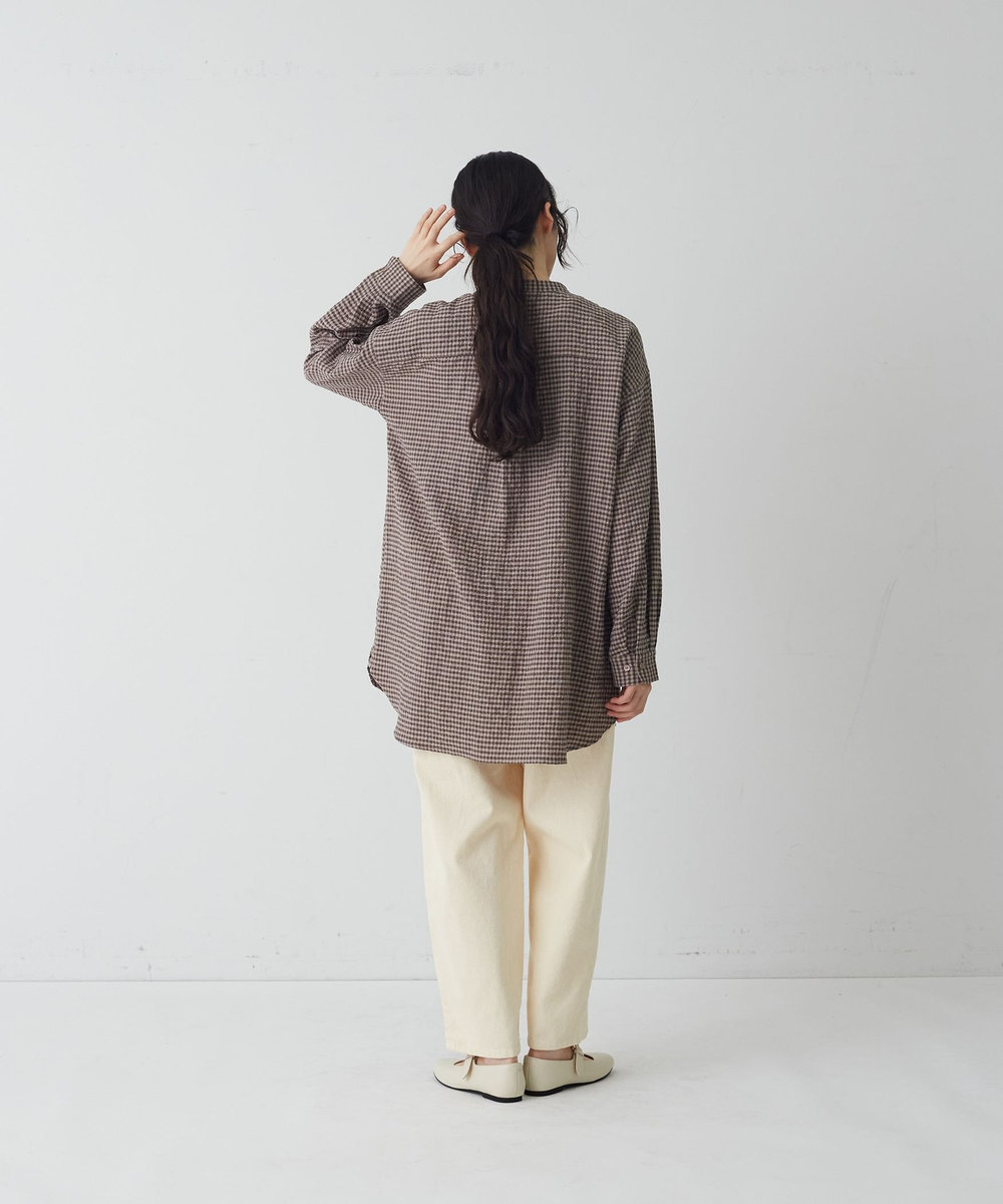 congés payés ADIEU TRISTESSE バンドカラーシャツ モカ