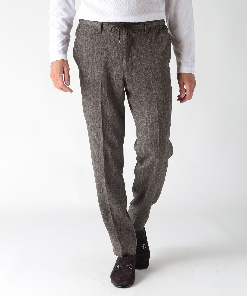 MEN'S BIGI デニム調ツイードストレッチパンツ モカ