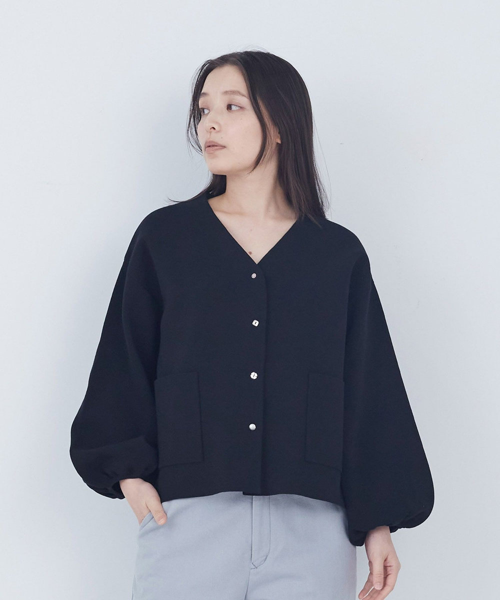 ADIEU TRISTESSE COTTON SURFミラノリブカーディガン ブラック