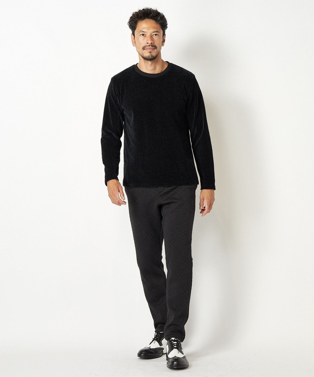 MEN'S BIGI モールジャガードクルーネックカットソー ブラック