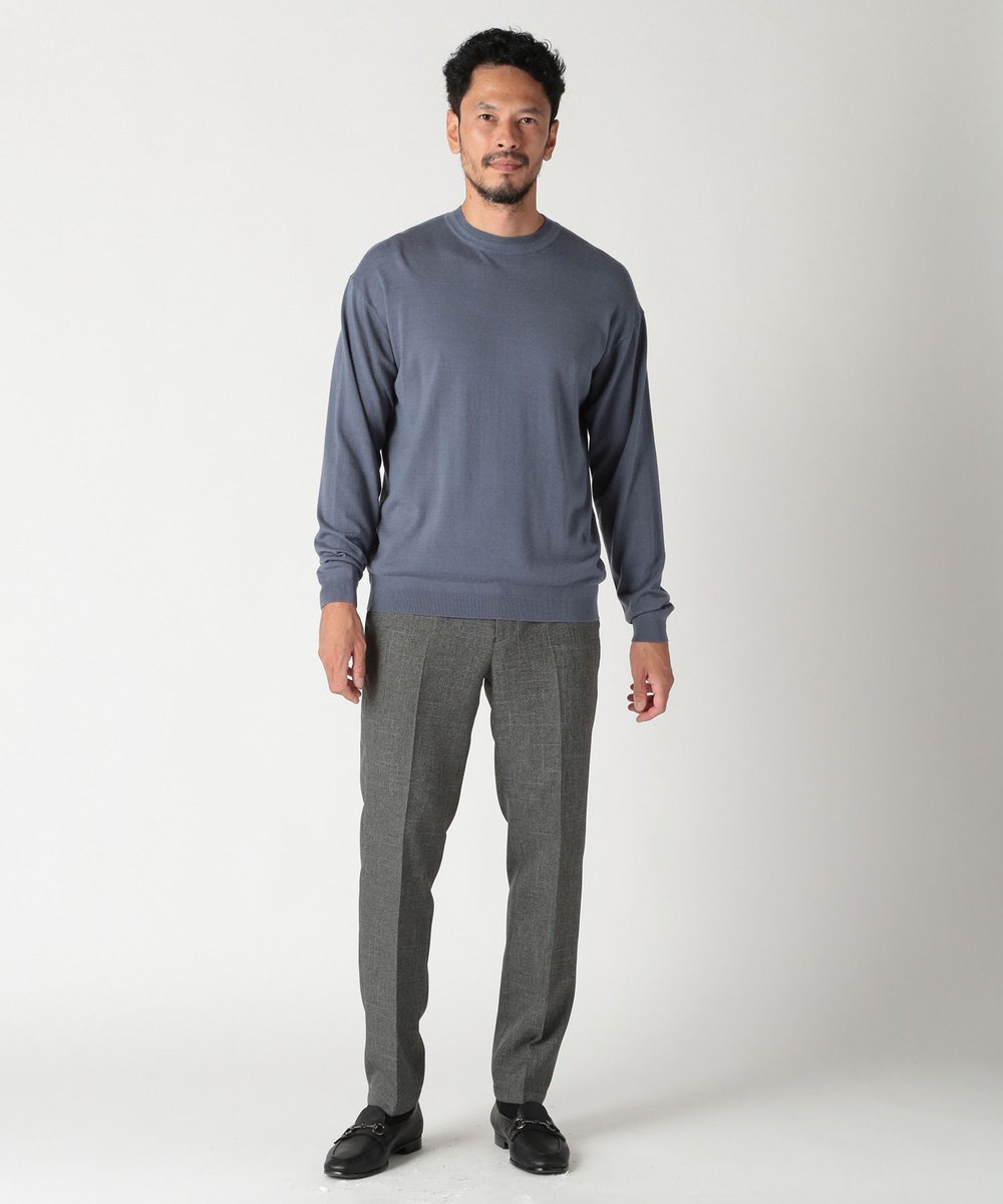 MEN'S BIGI 16Gハイゲージクルーニットソー ブルー