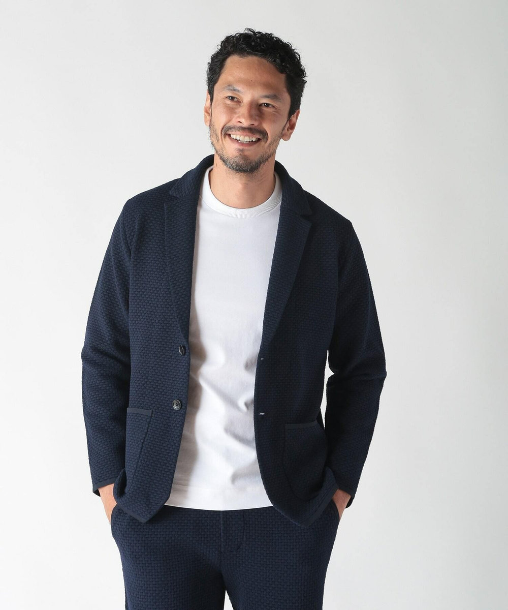 MEN'S BIGI 【ACTIVE TAILOR】モール混ニットジャケット ネイビー