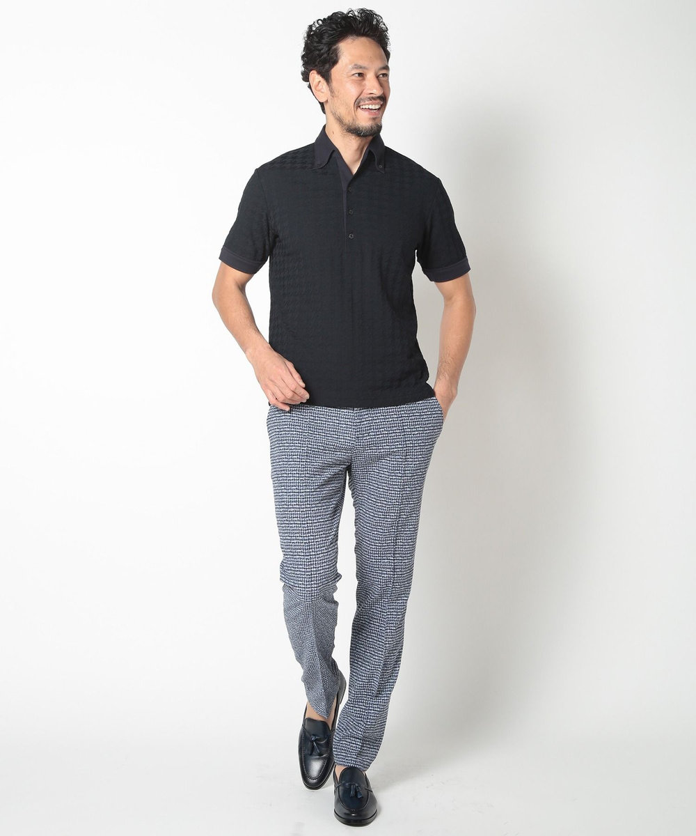 MEN'S BIGI 【ACTIVE TAILOR】リンクスジャカードポロシャツ ネイビー