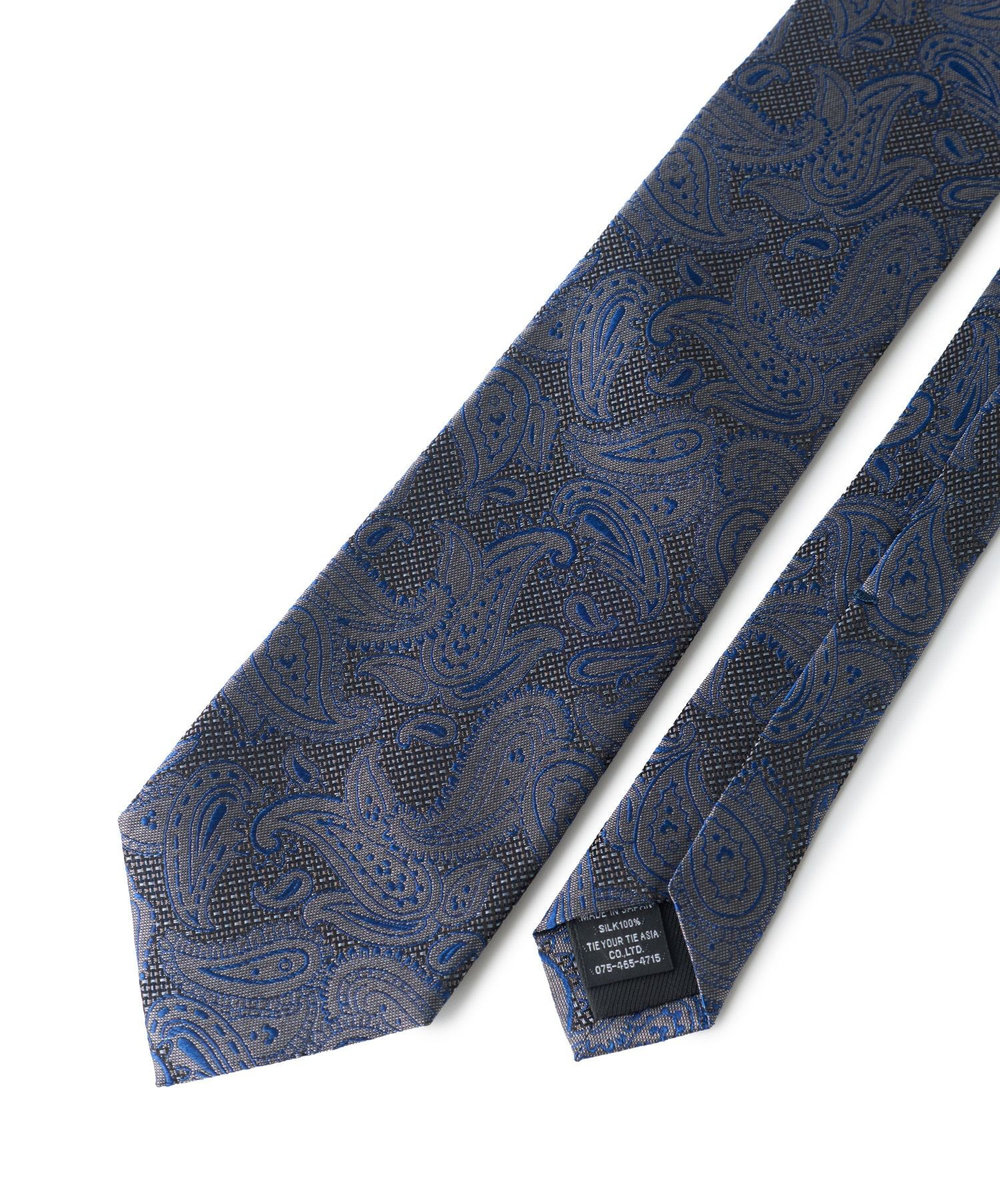 MEN'S BIGI 【TIE YOUR TIE /タイユアタイ】配色ペイズリー柄ネクタイ ネイビー