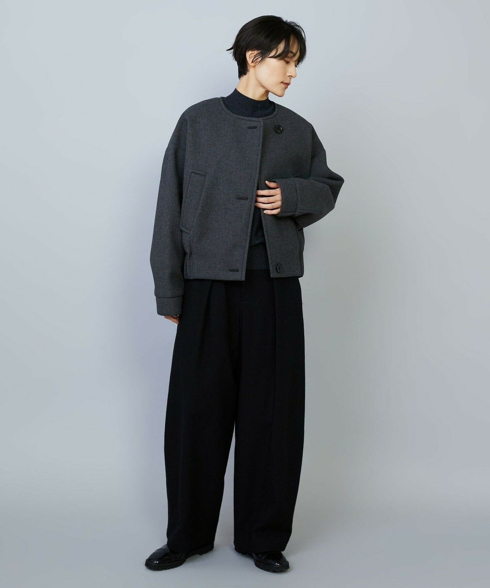 MOGA ウールリネンツイルバレルワイドパンツ ブラック