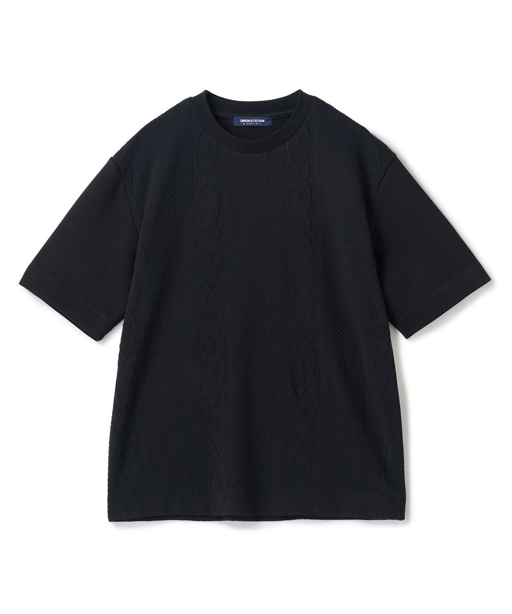UNION STATION フクレジャガードコンビネーションTシャツ＜ストレッチ・ハンドウォッシャブル＞ ブラック