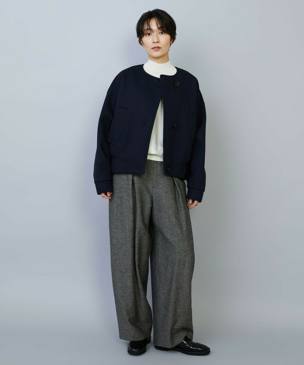 MOGA ウールリネンツイルバレルワイドパンツ グレー