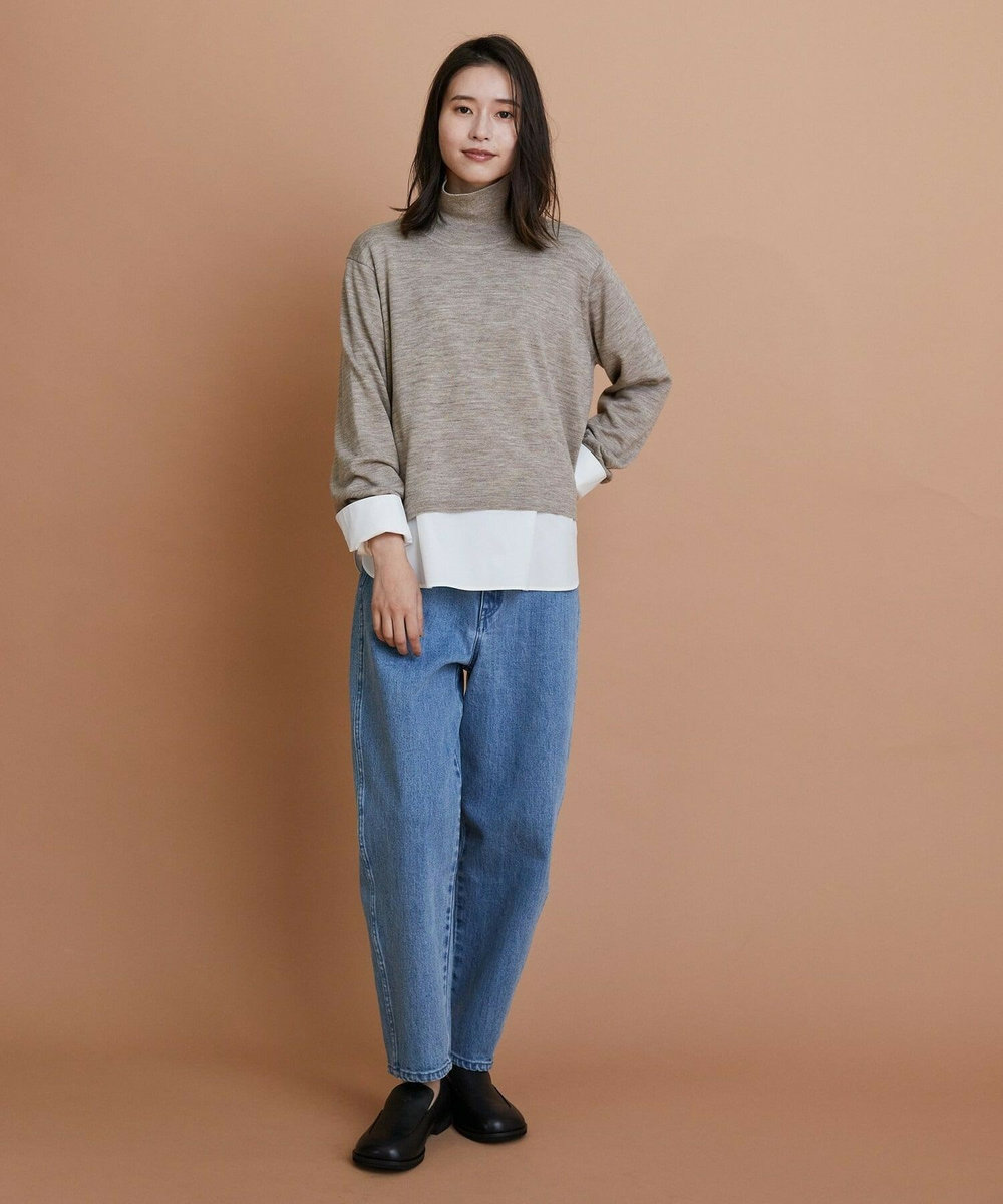 L'EQUIPE GREEN ウール梳毛ハイネックニット ベージュ