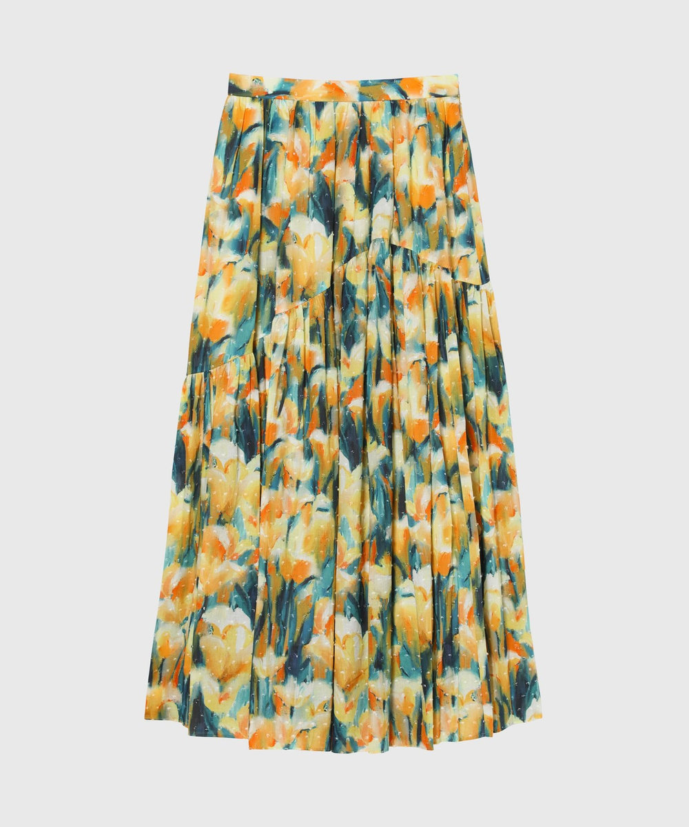 DÉPAREILLÉ 	DOT JACQUARD FLOWER SKIRT / ドットジャガードフラワースカート イエロー