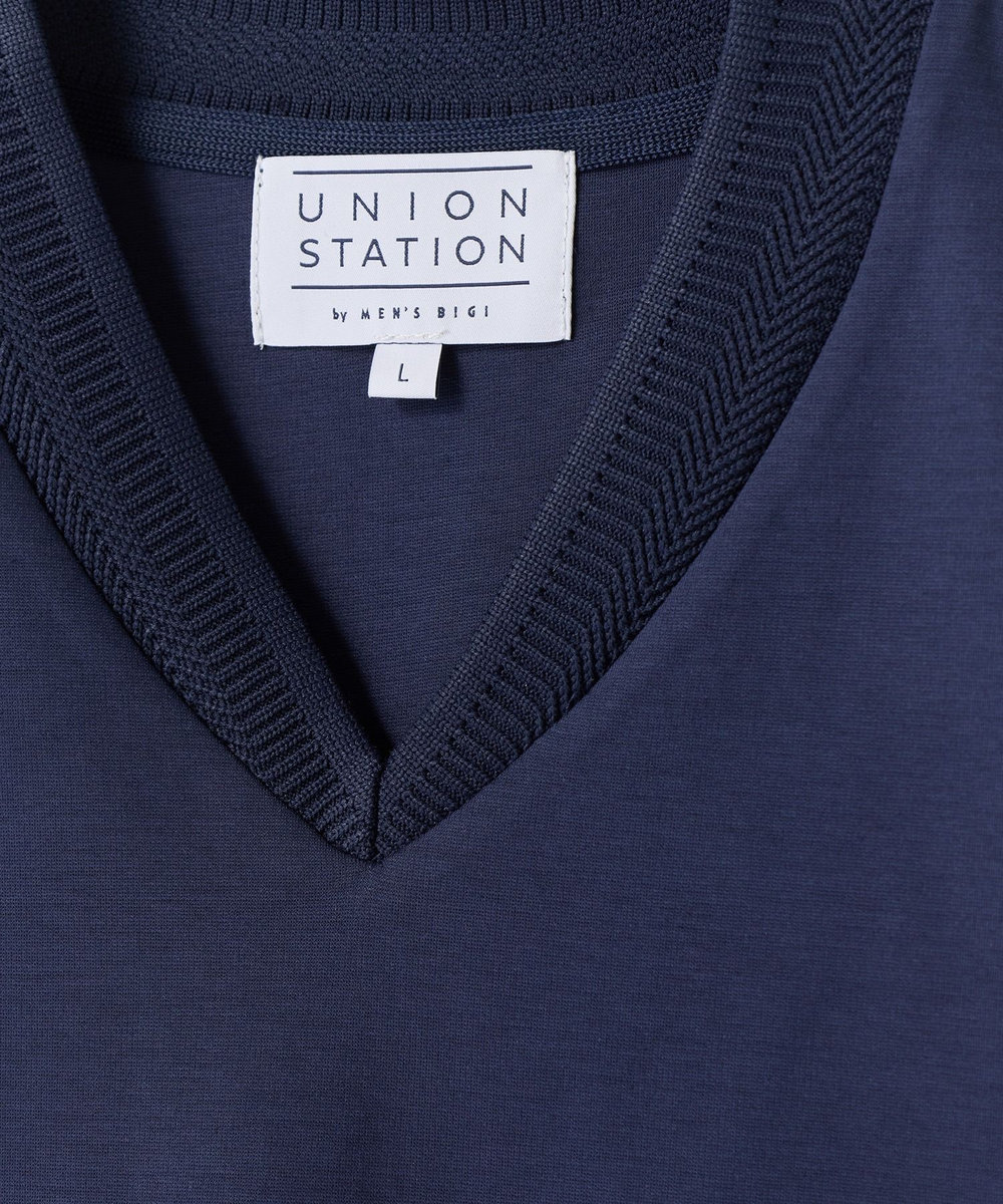 UNION STATION VネックテイラーTシャツ〈ストレッチ・マシンウォッシャブル・防臭・接触冷感〉	 ネイビー