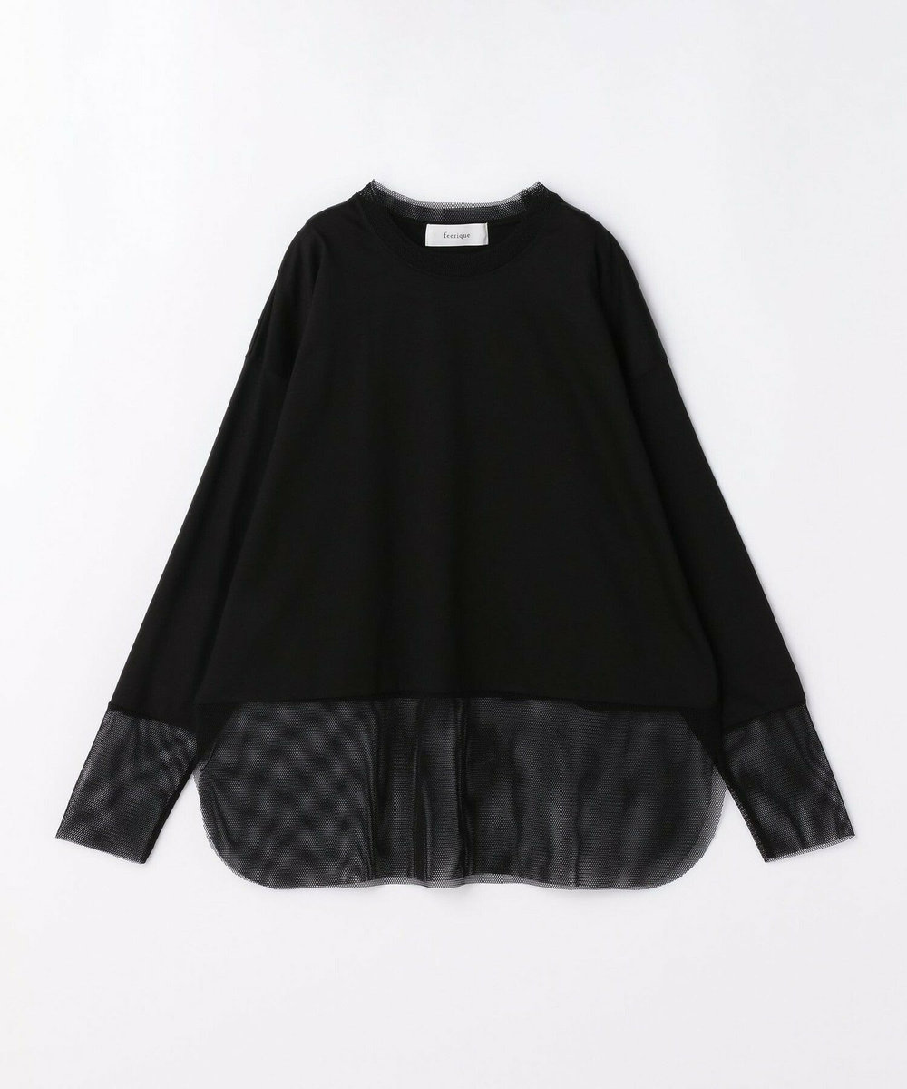feerique Lサイズ（大きいサイズ） 【大きいサイズ】feerique 　メッシュドッキングプルオーバー ブラック