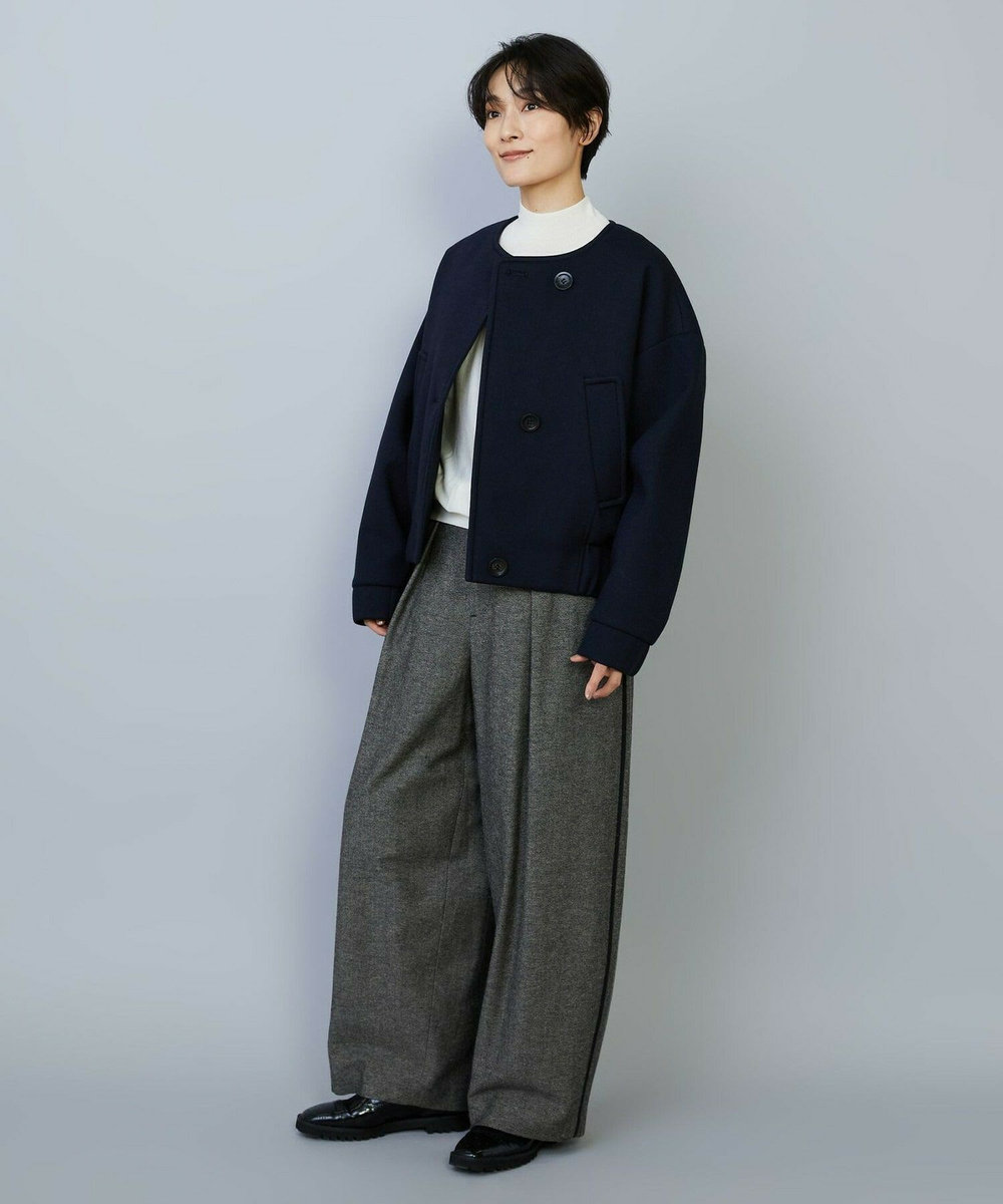 MOGA ウールリネンツイルバレルワイドパンツ グレー