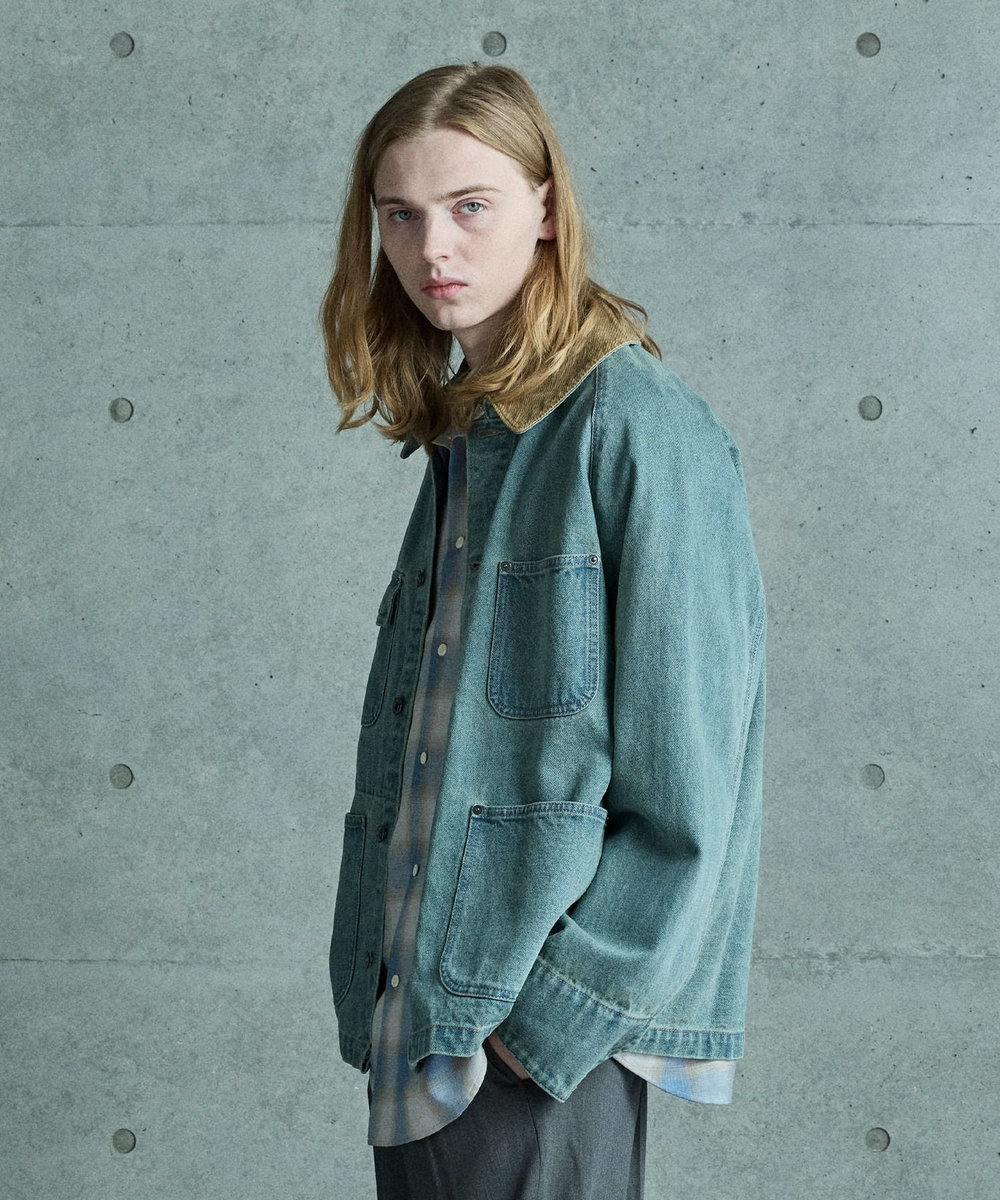 MEN'S BIGI デニムカバーオールジャケット ブルー