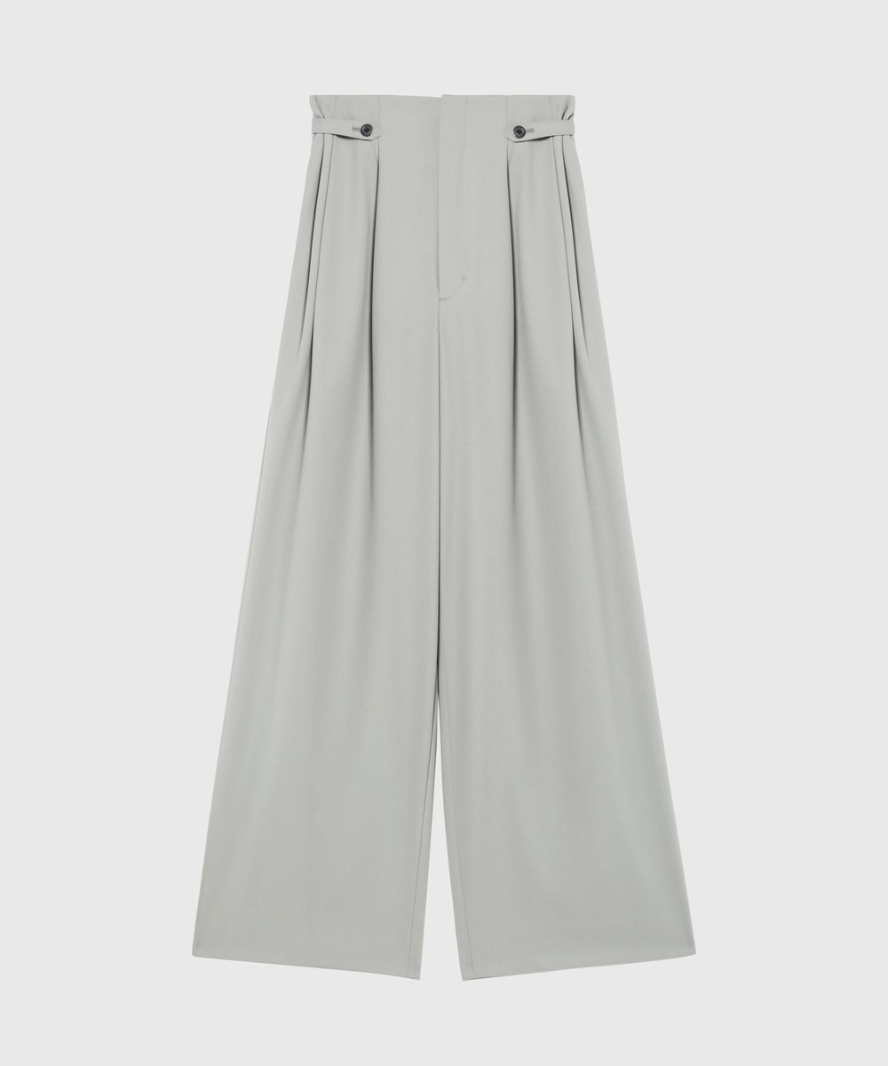 DÉPAREILLÉ WOOL NYLON GABARDINE WAIST BELT PANTS / ウールナイロンギャバジンウエストベルトパンツ グレイッシュベージュ